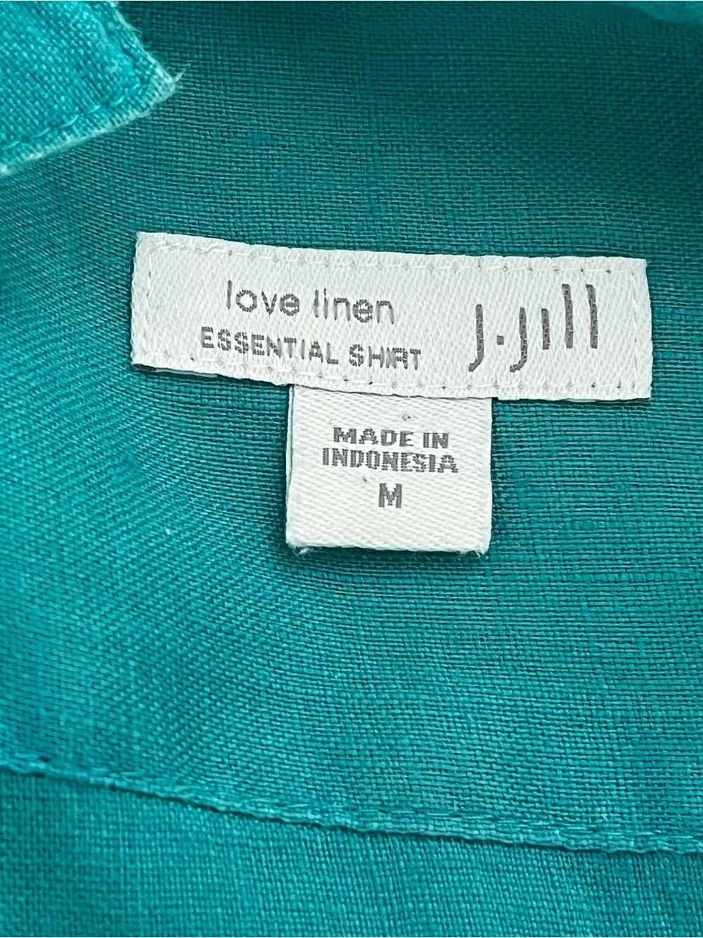 J. Jill Love Linen Essential Shirt Turquoise Blue Green 100% Linen Size Medium - Picture 2 of 14